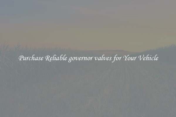 Purchase Reliable governor valves for Your Vehicle