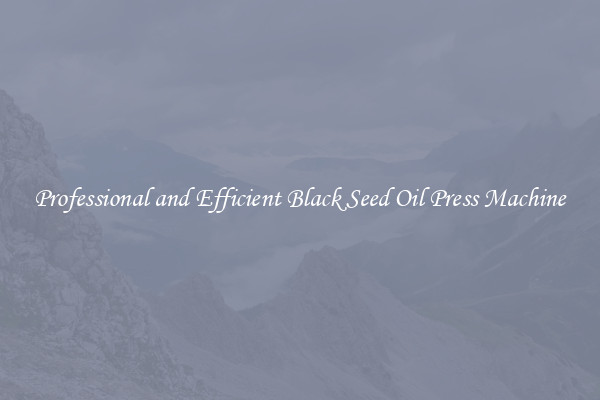 Professional and Efficient Black Seed Oil Press Machine