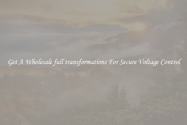 Get A Wholesale full transformations For Secure Voltage Control